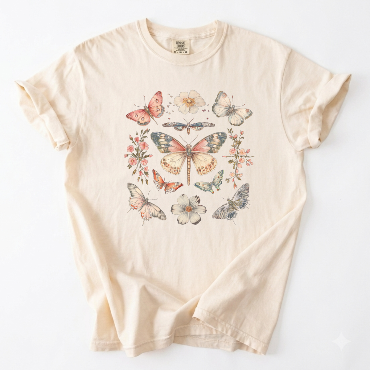 Vintage Botanical Butterfly Specimen Graphic Tee | Foxfire & Fable - Ivory