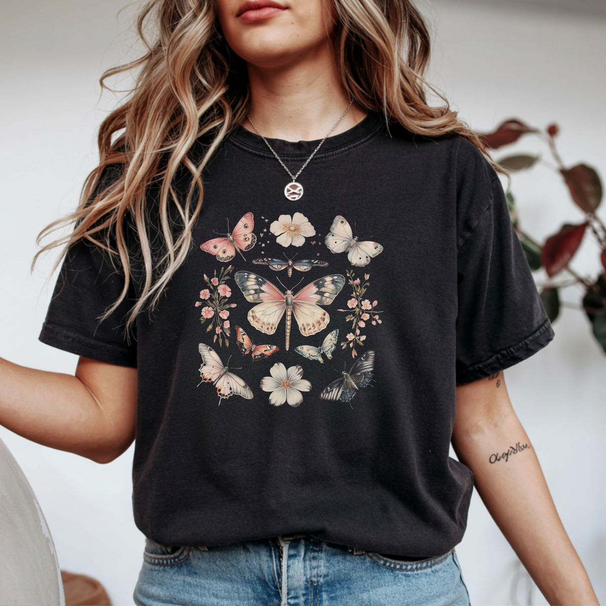 Vintage Botanical Butterfly Specimen Graphic Tee | Foxfire & Fable