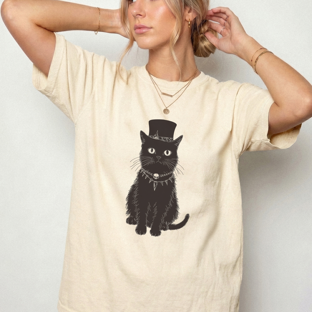 Gothic Top Hat Cat Graphic T-Shirt | Foxfire & Fable