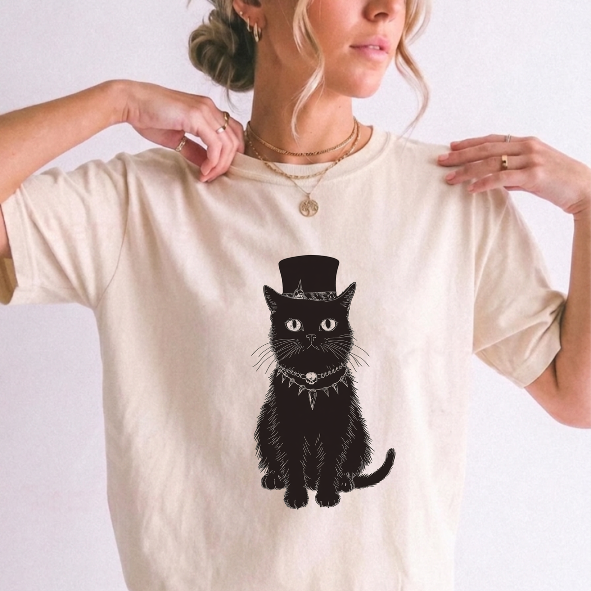 Gothic Top Hat Cat Graphic T-Shirt | Foxfire & Fable