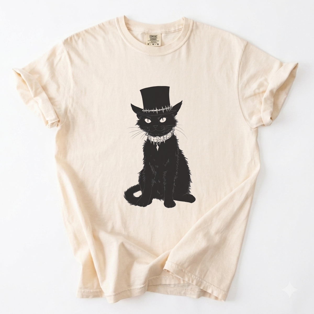 Dapper Black Cat Top Hat Gothic Witchy Graphic Tee | Foxfire & Fable - Ivory