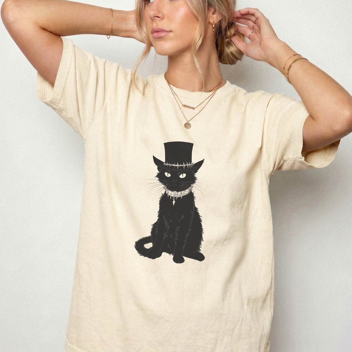 Dapper Black Cat Top Hat Gothic Witchy Graphic Tee | Foxfire & Fable