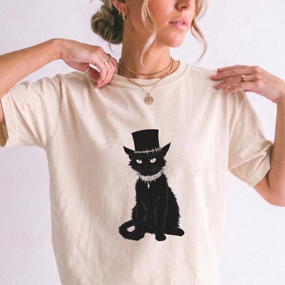 Dapper Black Cat Top Hat Gothic Witchy Graphic Tee | Foxfire & Fable
