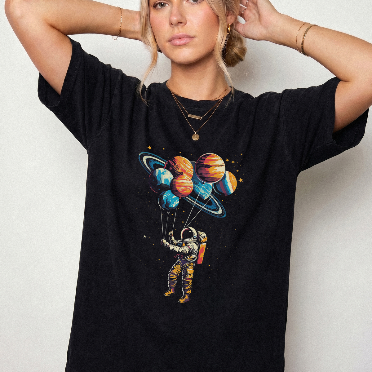 Astronaut Planetary Balloons Cosmic T-Shirt | Foxfire & Fable