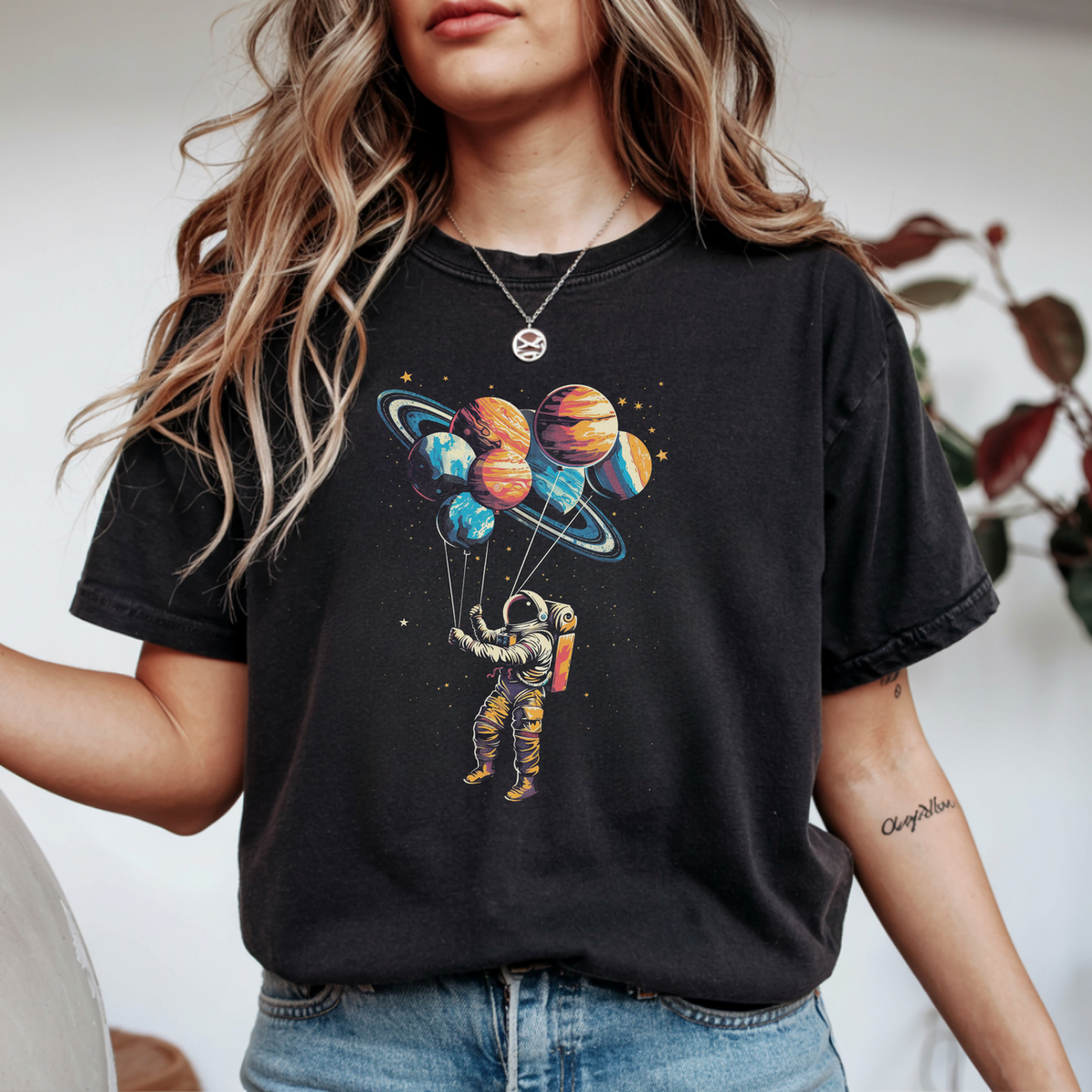 Astronaut Planetary Balloons Cosmic T-Shirt | Foxfire & Fable