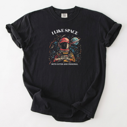 I Like Space Surrealist Vintage Astronaut Graphic T-Shirt | Foxfire & Fable - Black