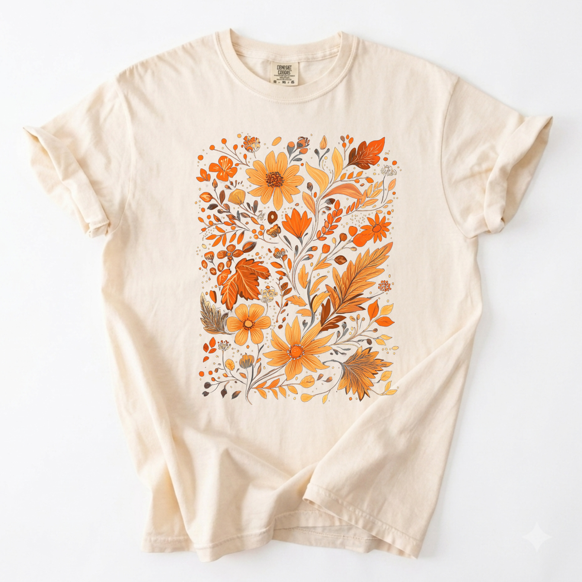 Autumn Harvest Botanical Floral Graphic T-Shirt | Foxfire & Fable - Ivory