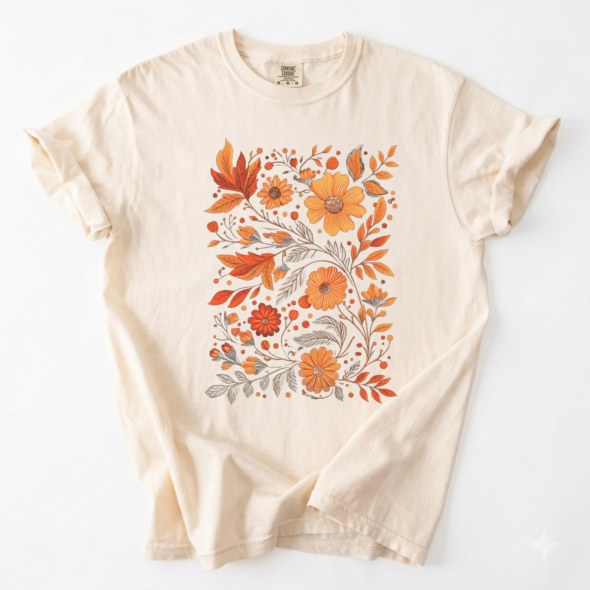 Autumn Botanical Floral Garden T-Shirt | Foxfire & Fable - Ivory