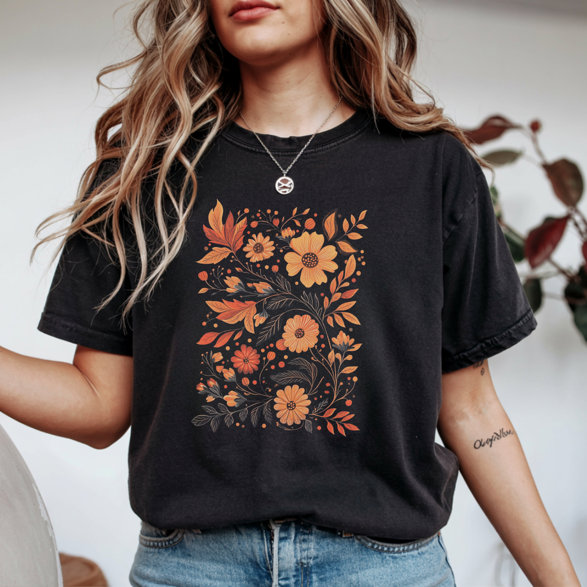 Autumn Botanical Floral Garden T-Shirt | Foxfire & Fable