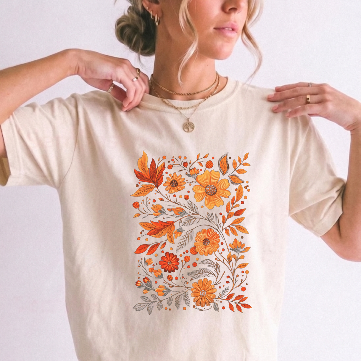 Autumn Botanical Floral Garden T-Shirt | Foxfire & Fable