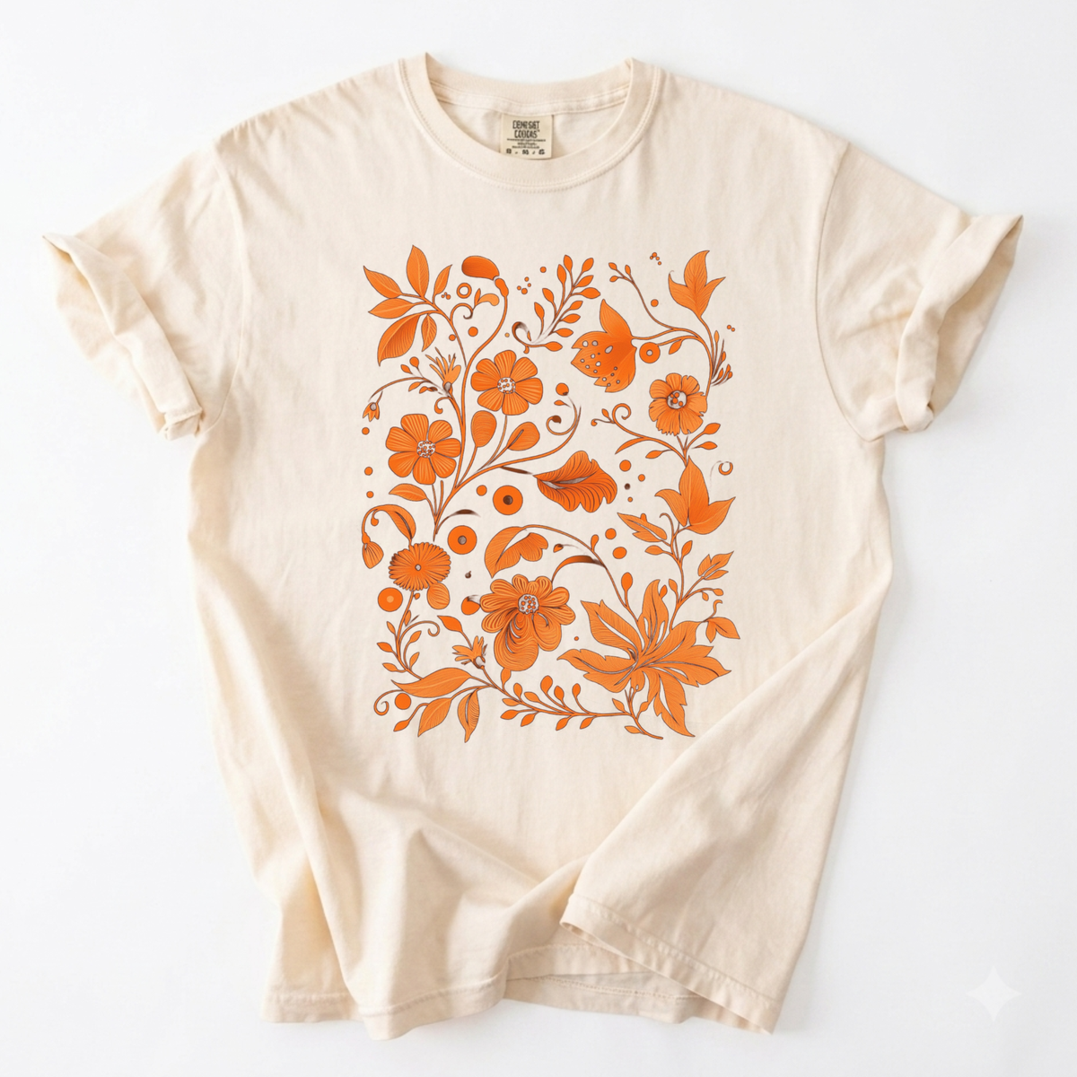 Botanical Folk Art Floral Graphic T-Shirt | Foxfire & Fable - Ivory
