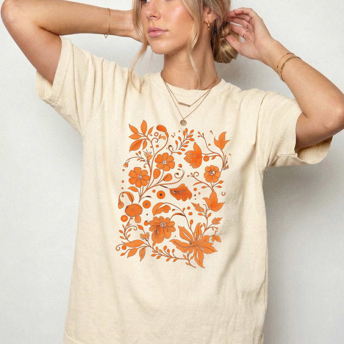 Botanical Folk Art Floral Graphic T-Shirt | Foxfire & Fable