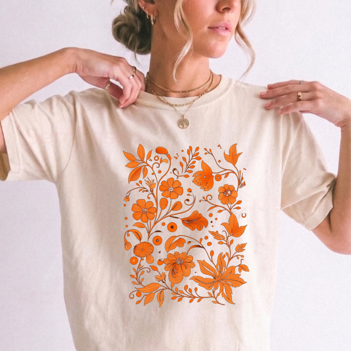 Botanical Folk Art Floral Graphic T-Shirt | Foxfire & Fable
