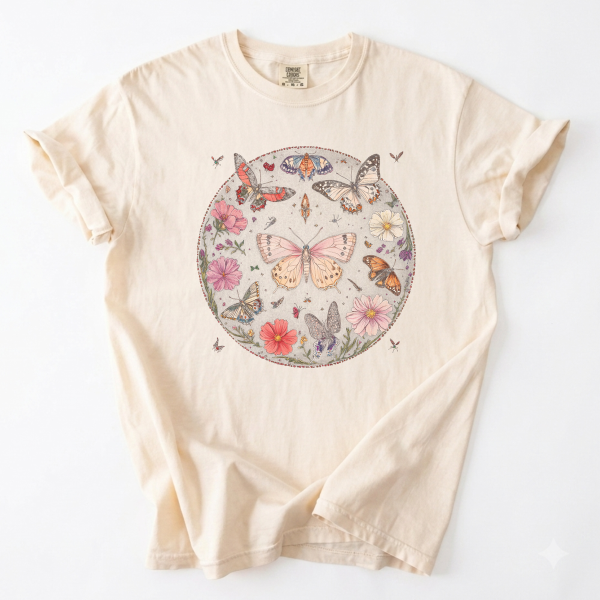 Enchanted Botanical Butterfly Circle Graphic Tee | Foxfire & Fable - Ivory