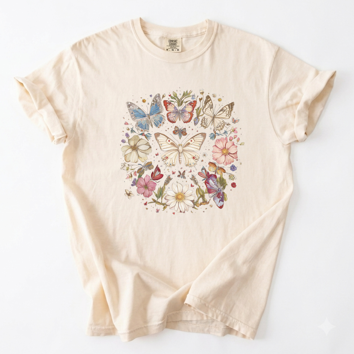 Vintage Botanical Butterfly Garden Graphic Tee | Foxfire & Fable - Ivory