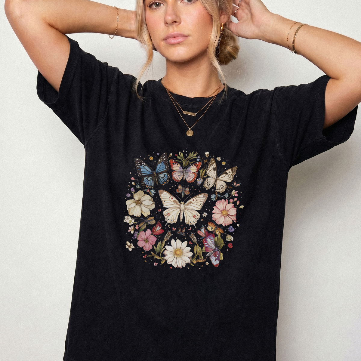 Vintage Botanical Butterfly Garden Graphic Tee | Foxfire & Fable