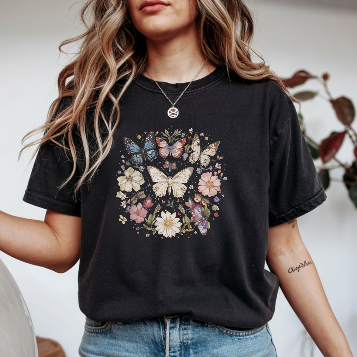 Vintage Botanical Butterfly Garden Graphic Tee | Foxfire & Fable