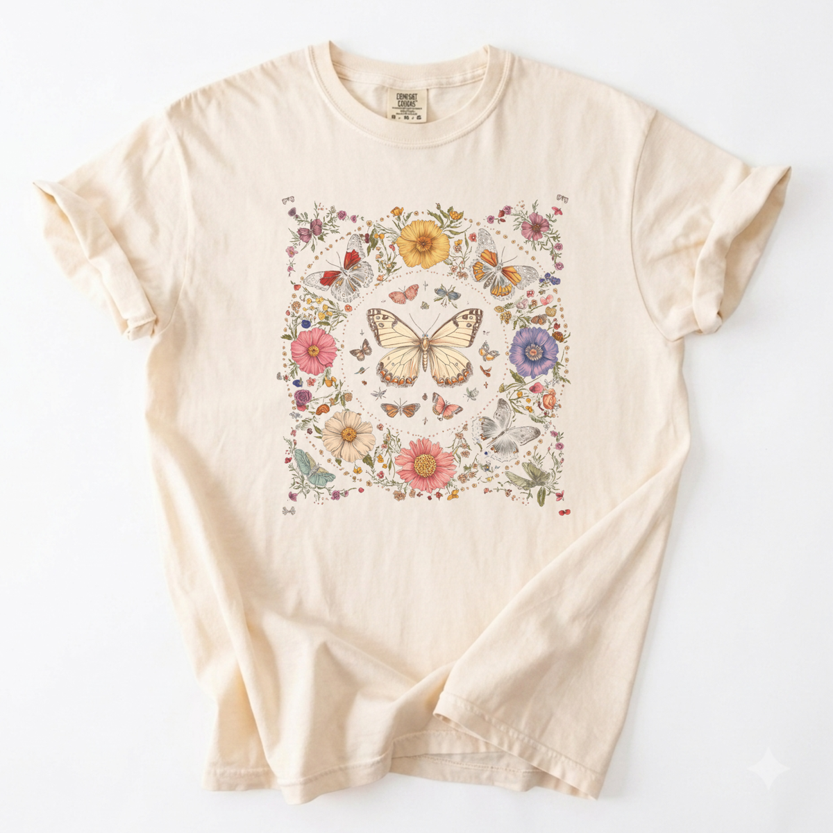 Botanical Butterfly Garden Heavyweight Comfort Tee | Foxfire & Fable - Ivory
