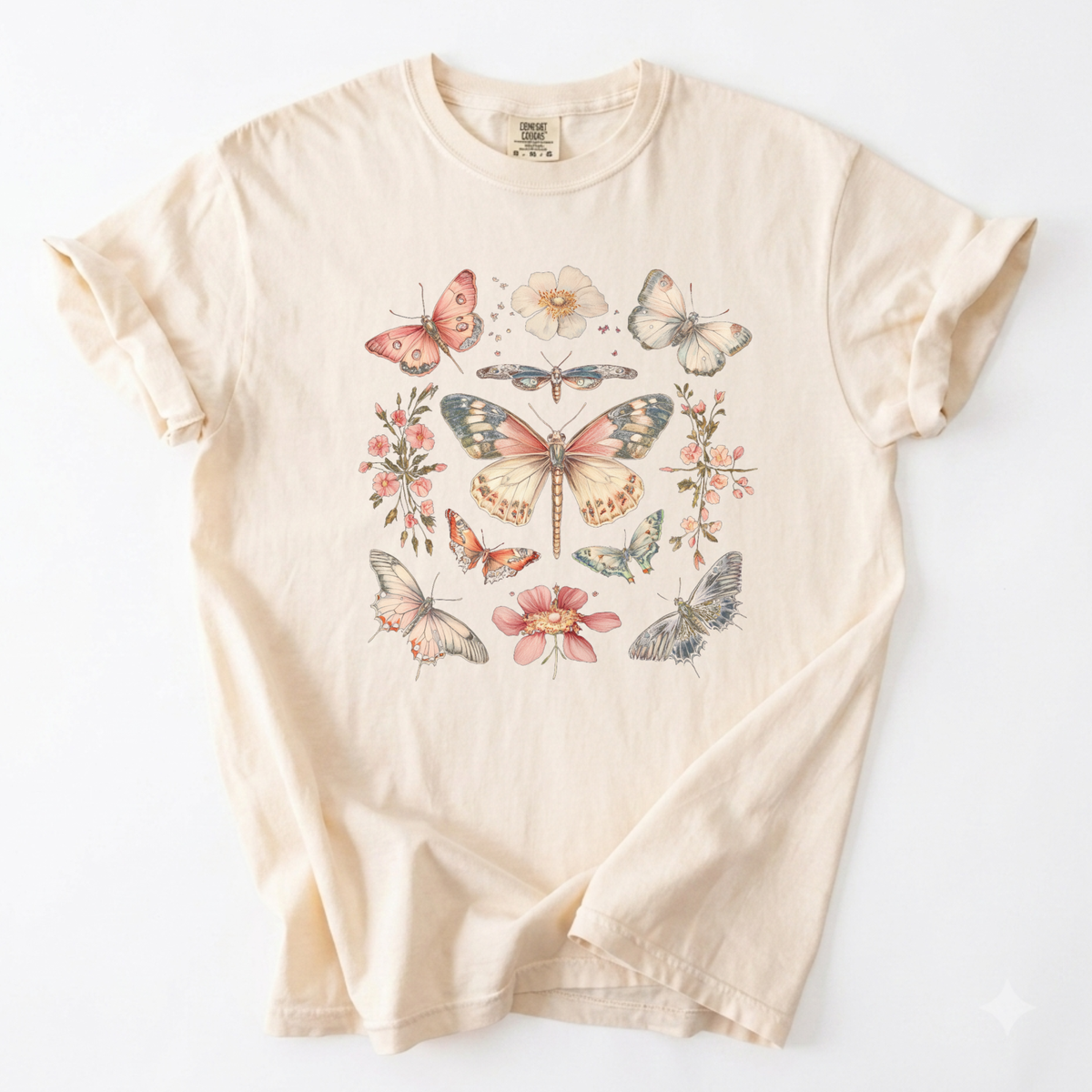 Vintage Butterfly & Botanical Garden Heavyweight Tee | Foxfire & Fable - Ivory