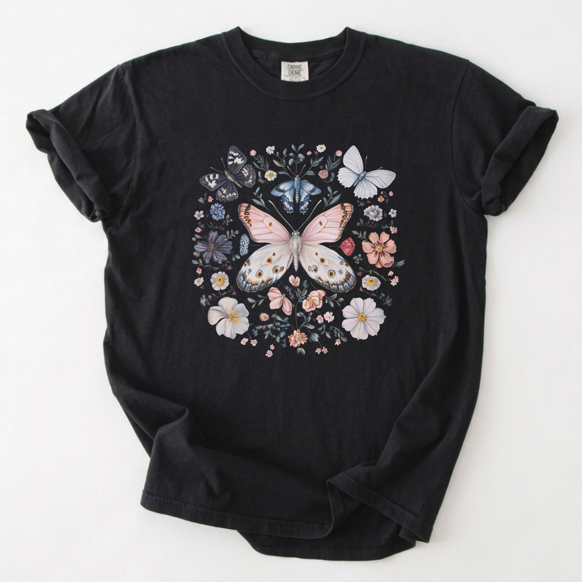 Botanical Butterfly Garden Graphic T-Shirt | Foxfire & Fable - Black