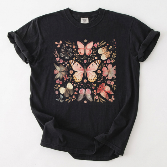 Enchanted Butterfly Botanical Garden Graphic Tee | Foxfire & Fable - Black