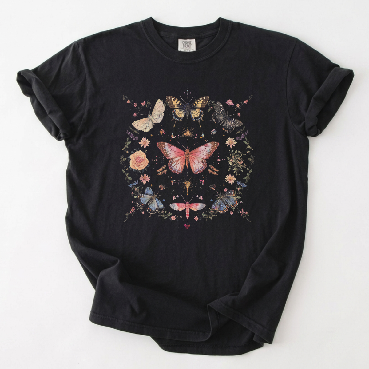 Vintage Butterfly Botanical Garden Graphic T-Shirt | Foxfire & Fable - Black