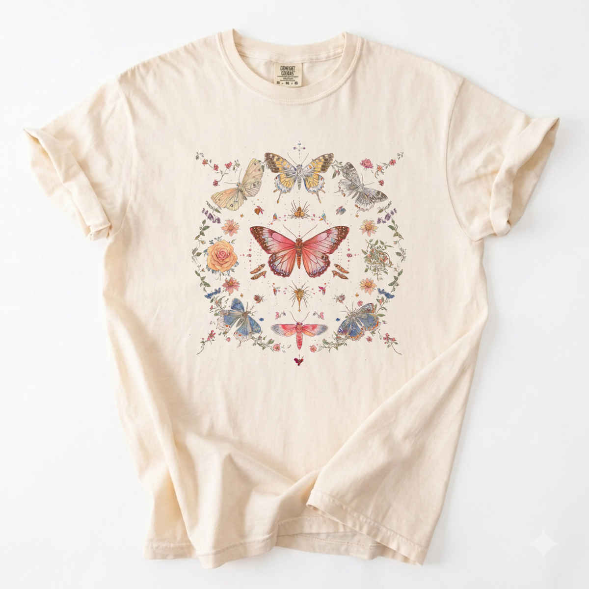 Vintage Butterfly Botanical Garden Graphic T-Shirt | Foxfire & Fable - Ivory