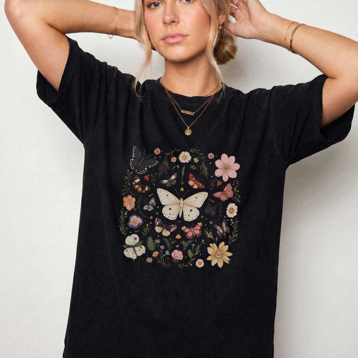 Botanical Butterfly Garden Illustration Heavyweight T-Shirt | Foxfire & Fable