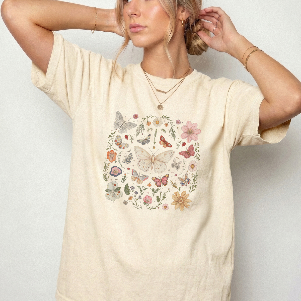 Botanical Butterfly Garden Illustration Heavyweight T-Shirt | Foxfire & Fable