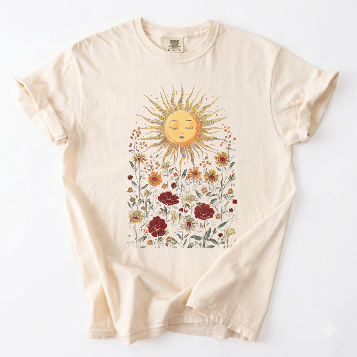 Celestial Sun & Wildflowers Graphic Comfort Colors Tee | Foxfire & Fable - Ivory