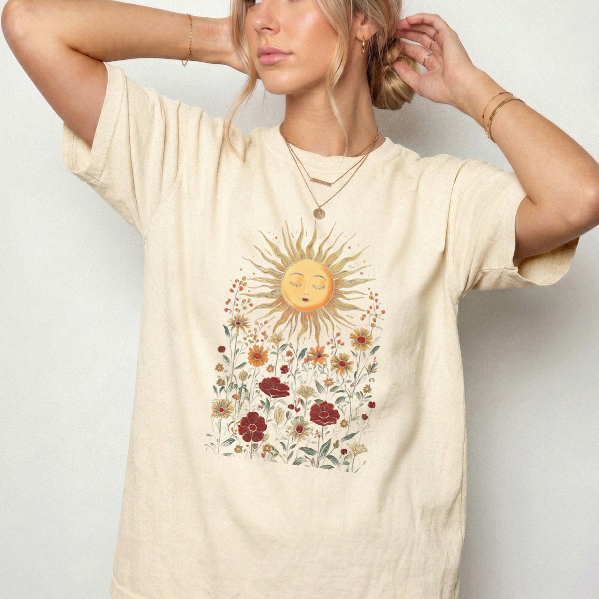 Celestial Sun & Wildflowers Graphic Comfort Colors Tee | Foxfire & Fable