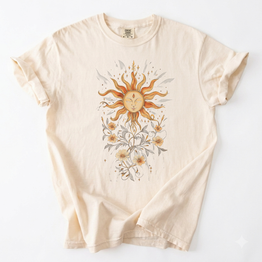 Third Eye Celestial Sun & Stars Tee | Foxfire & Fable - Ivory