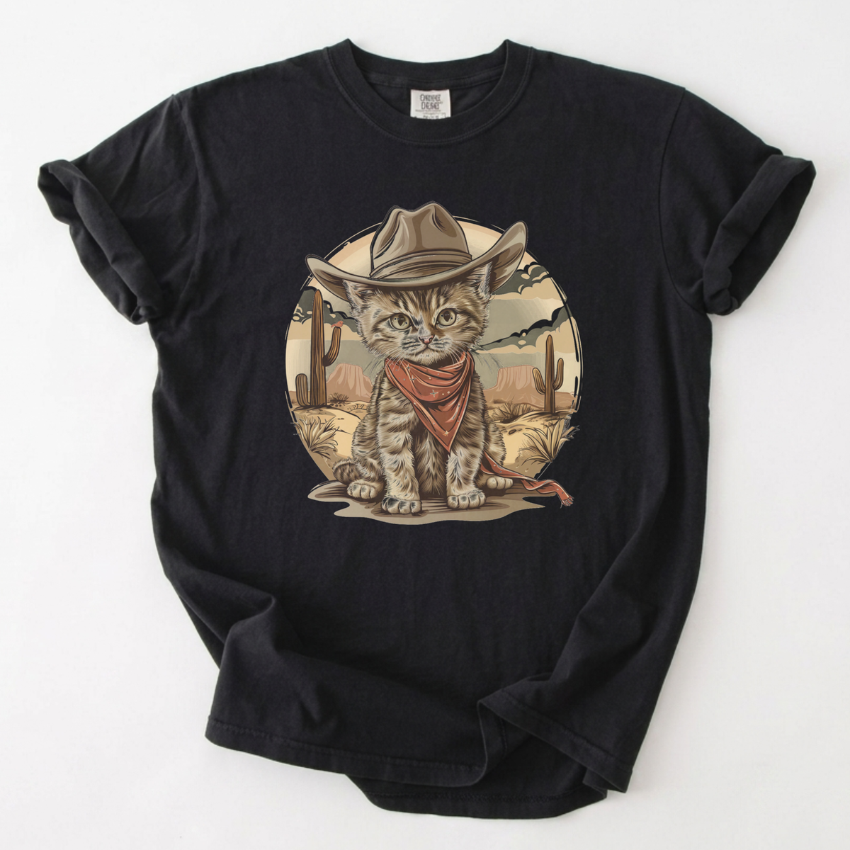 Cowboy Kitten Desert Sunset Graphic Tee | Foxfire & Fable - Black