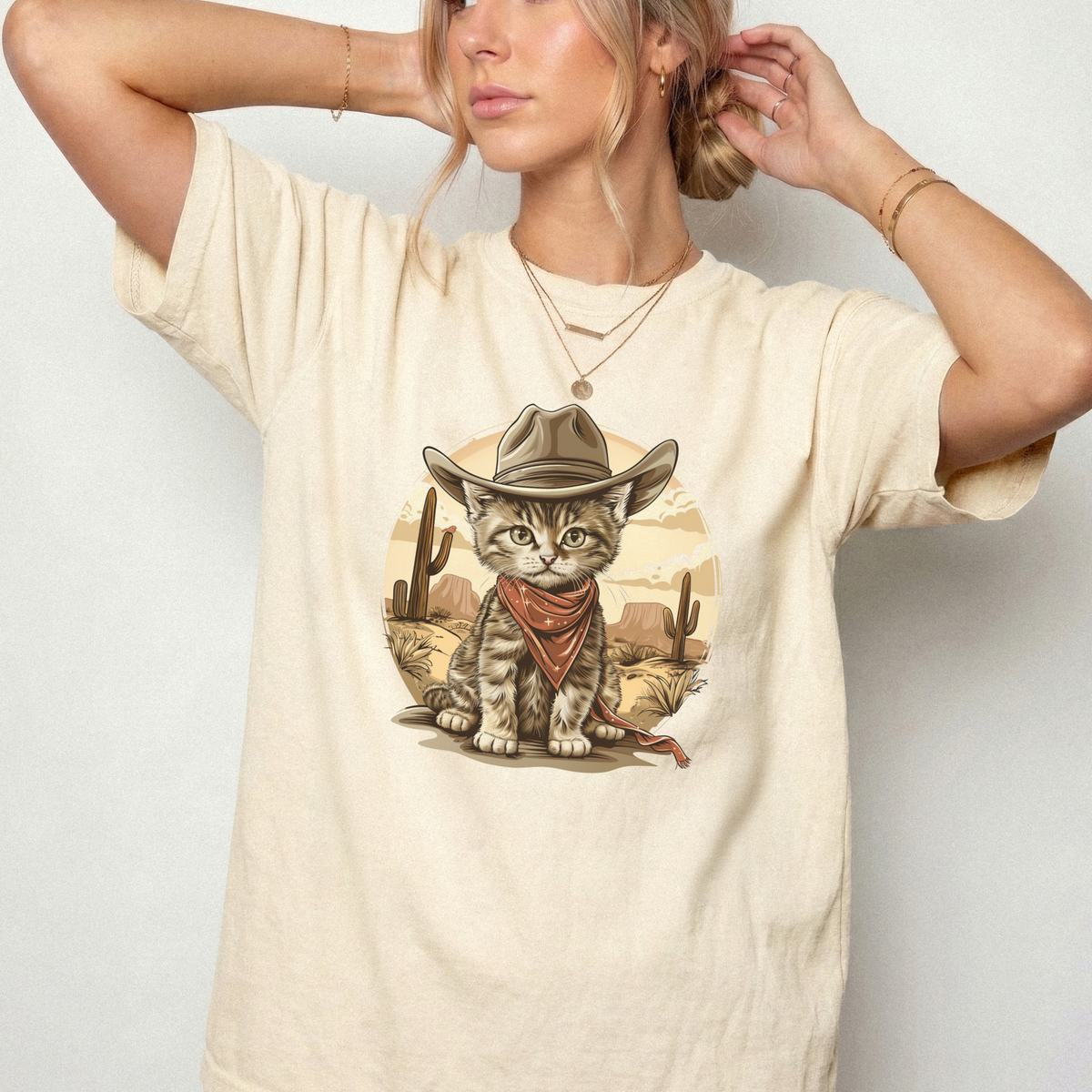 Cowboy Kitten Desert Sunset Graphic Tee | Foxfire & Fable