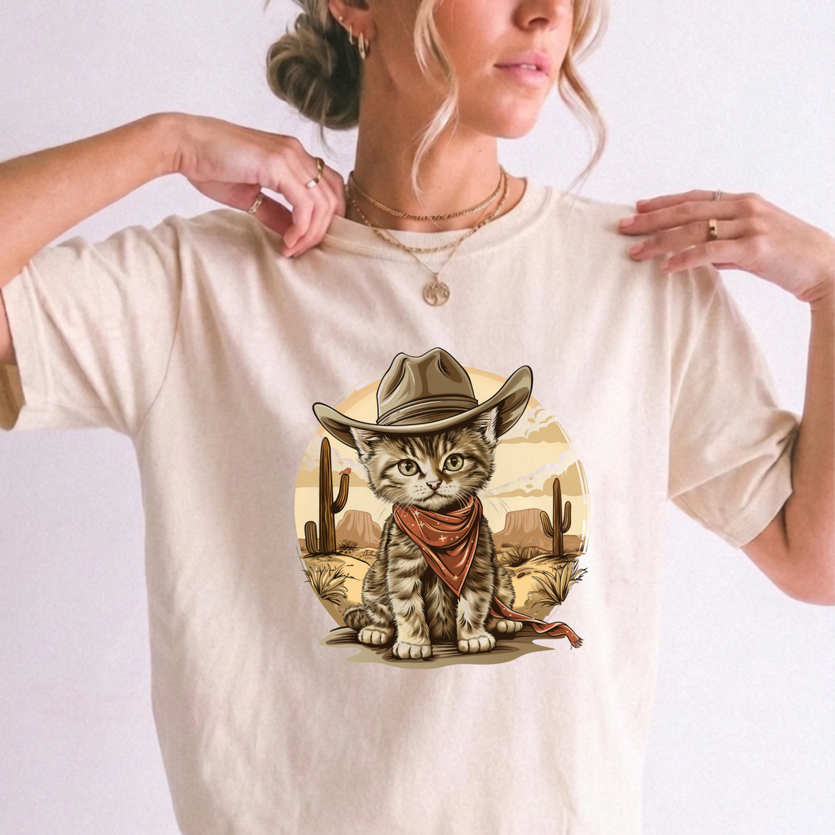 Cowboy Kitten Desert Sunset Graphic Tee | Foxfire & Fable