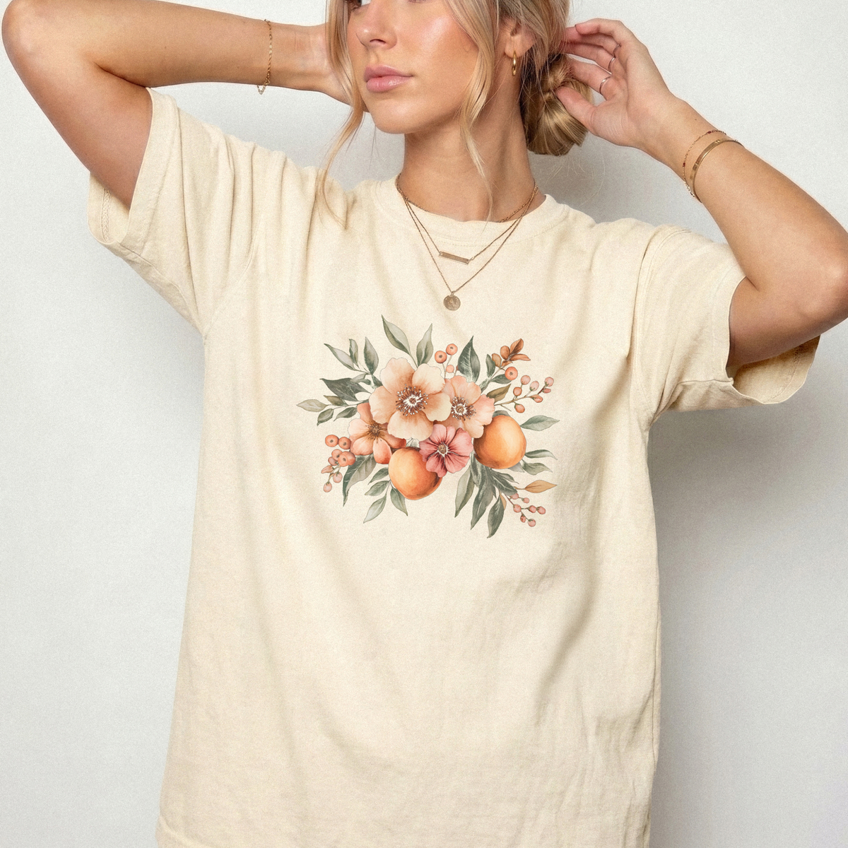 Vintage Botanical Orange Blossom & Fruit Graphic Tee | Foxfire & Fable