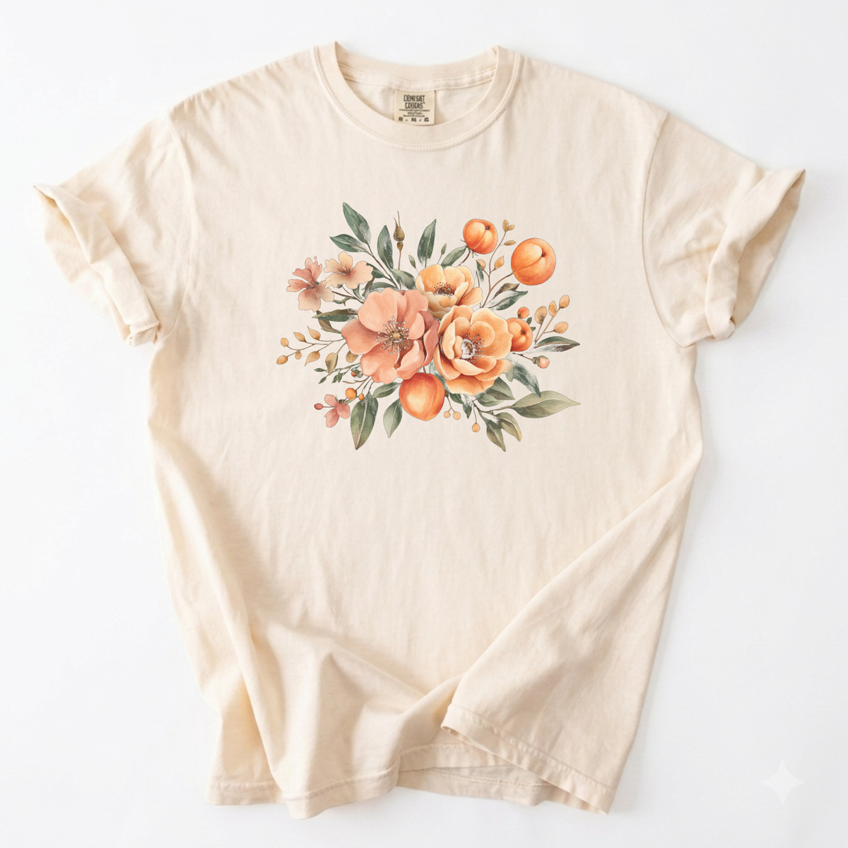 Vintage Botanical Peach Blossom Graphic Tee | Foxfire & Fable - Ivory