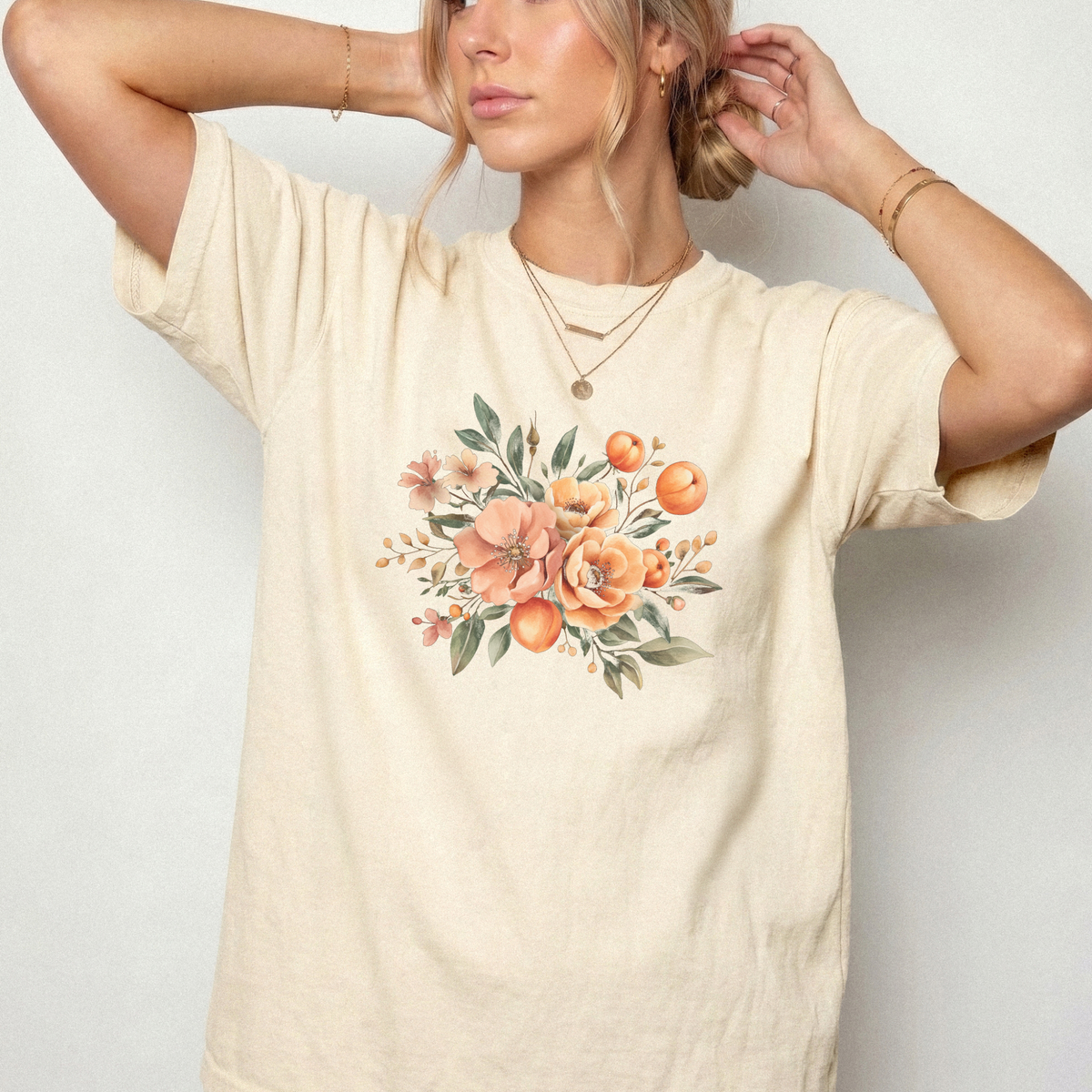 Vintage Botanical Peach Blossom Graphic Tee | Foxfire & Fable