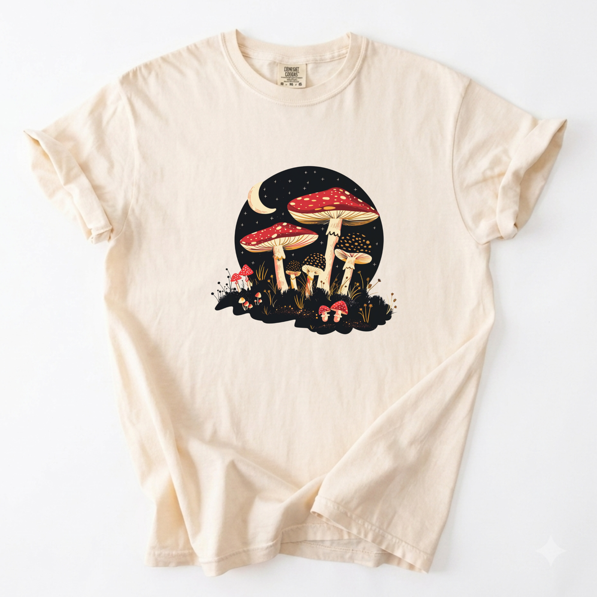 Midnight Mushroom Forest Moon Graphic Tee | Foxfire & Fable - Ivory