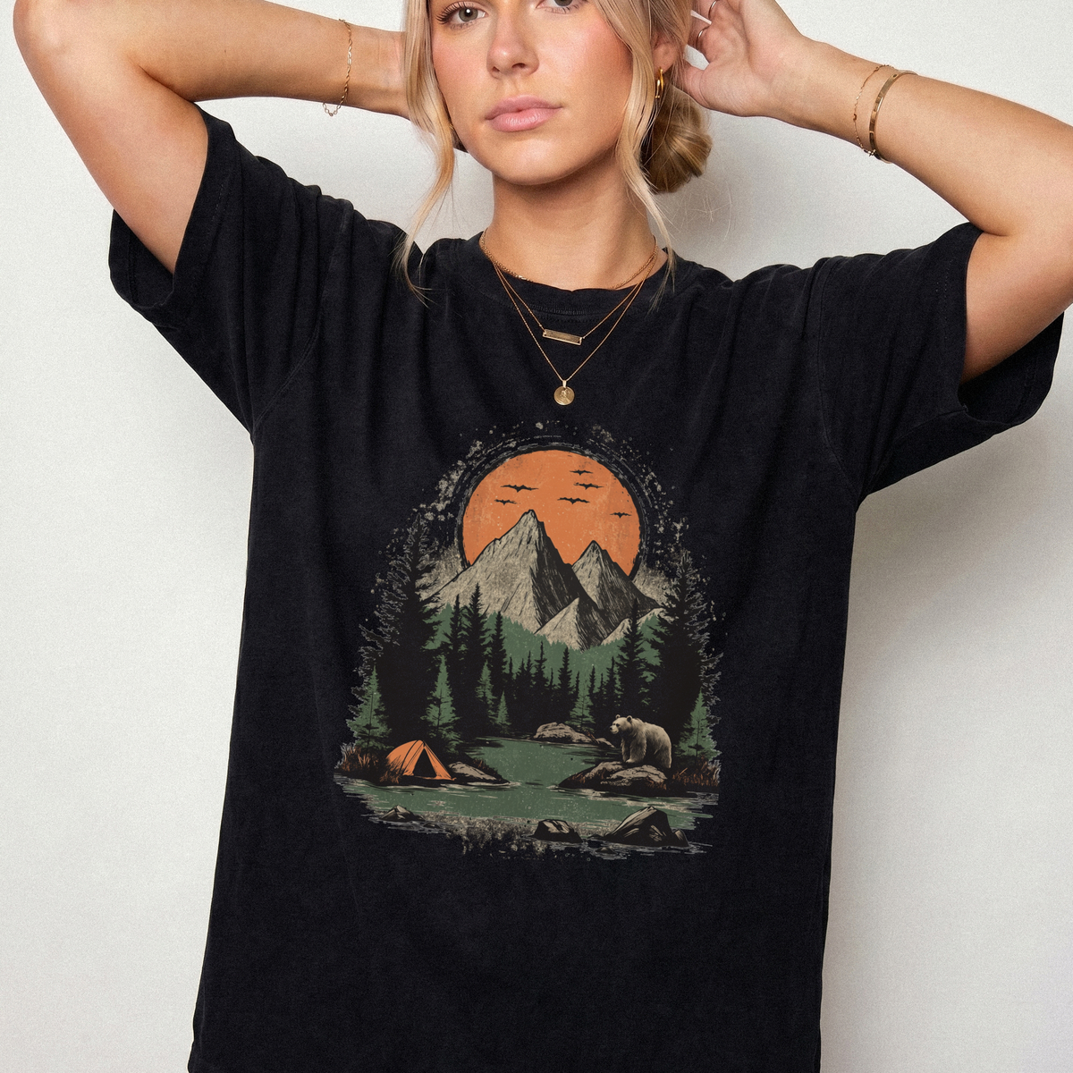 Vintage Mountain Wilderness Camping Graphic Tee | Foxfire & Fable