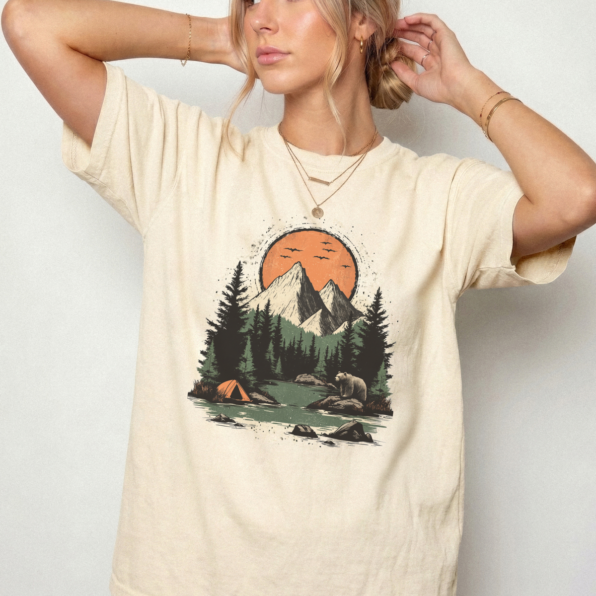 Vintage Mountain Wilderness Camping Graphic Tee | Foxfire & Fable