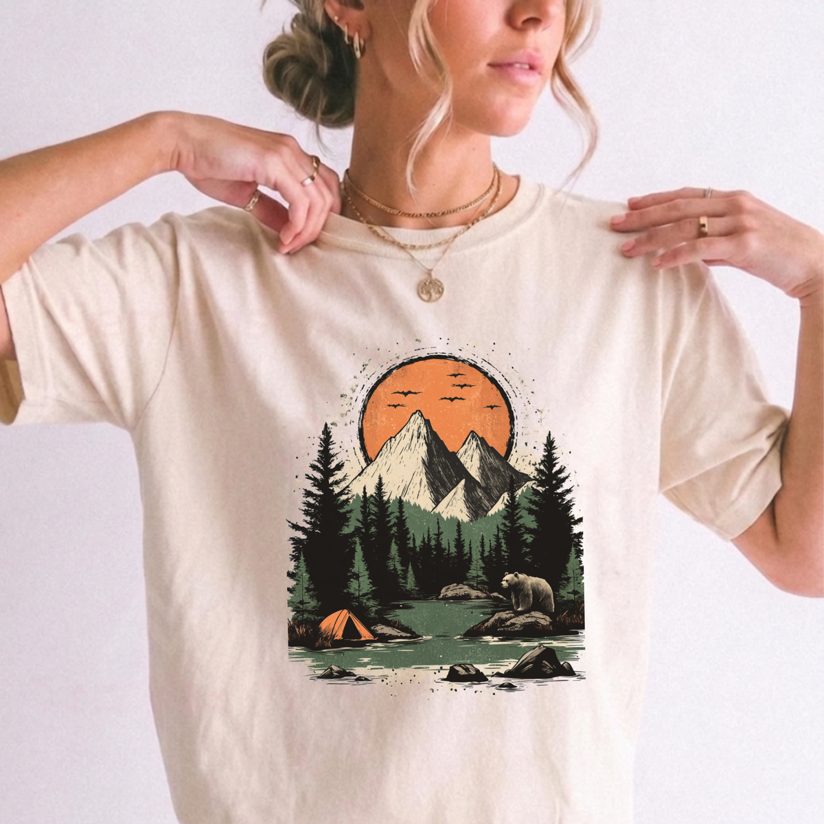 Vintage Mountain Wilderness Camping Graphic Tee | Foxfire & Fable
