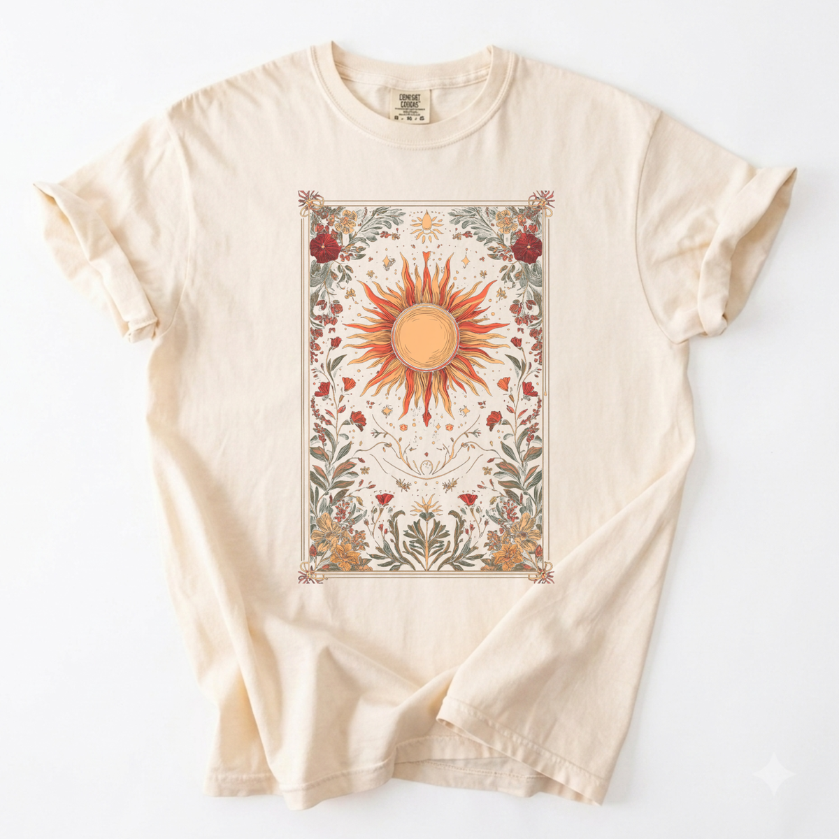 Celestial Sun Floral Tapestry T-Shirt | Foxfire & Fable - Ivory