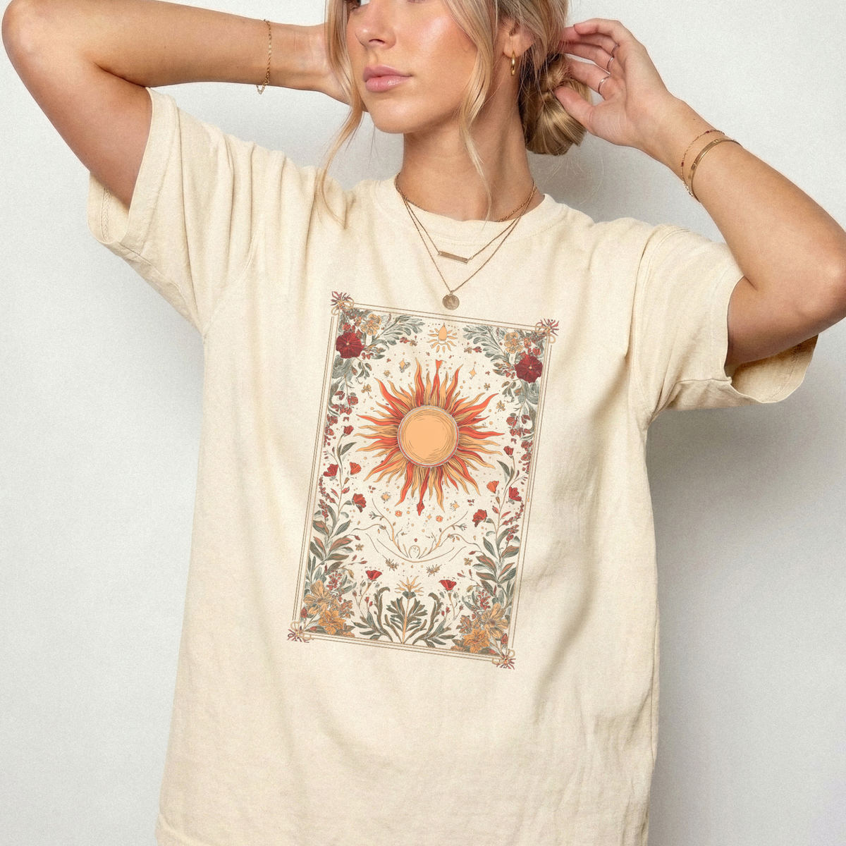 Celestial Sun Floral Tapestry T-Shirt | Foxfire & Fable