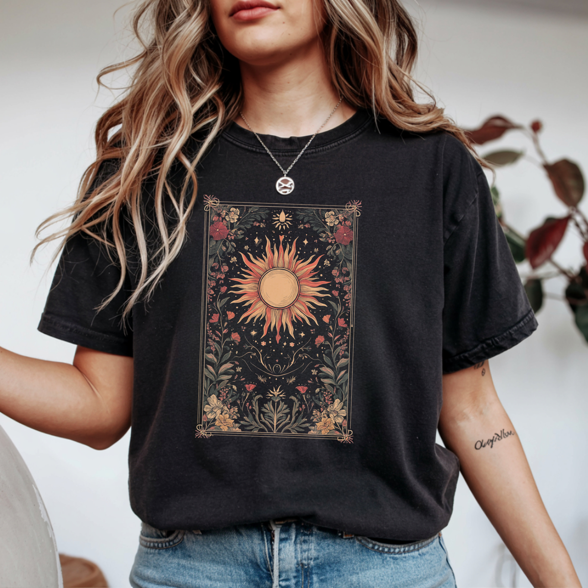 Celestial Sun Floral Tapestry T-Shirt | Foxfire & Fable