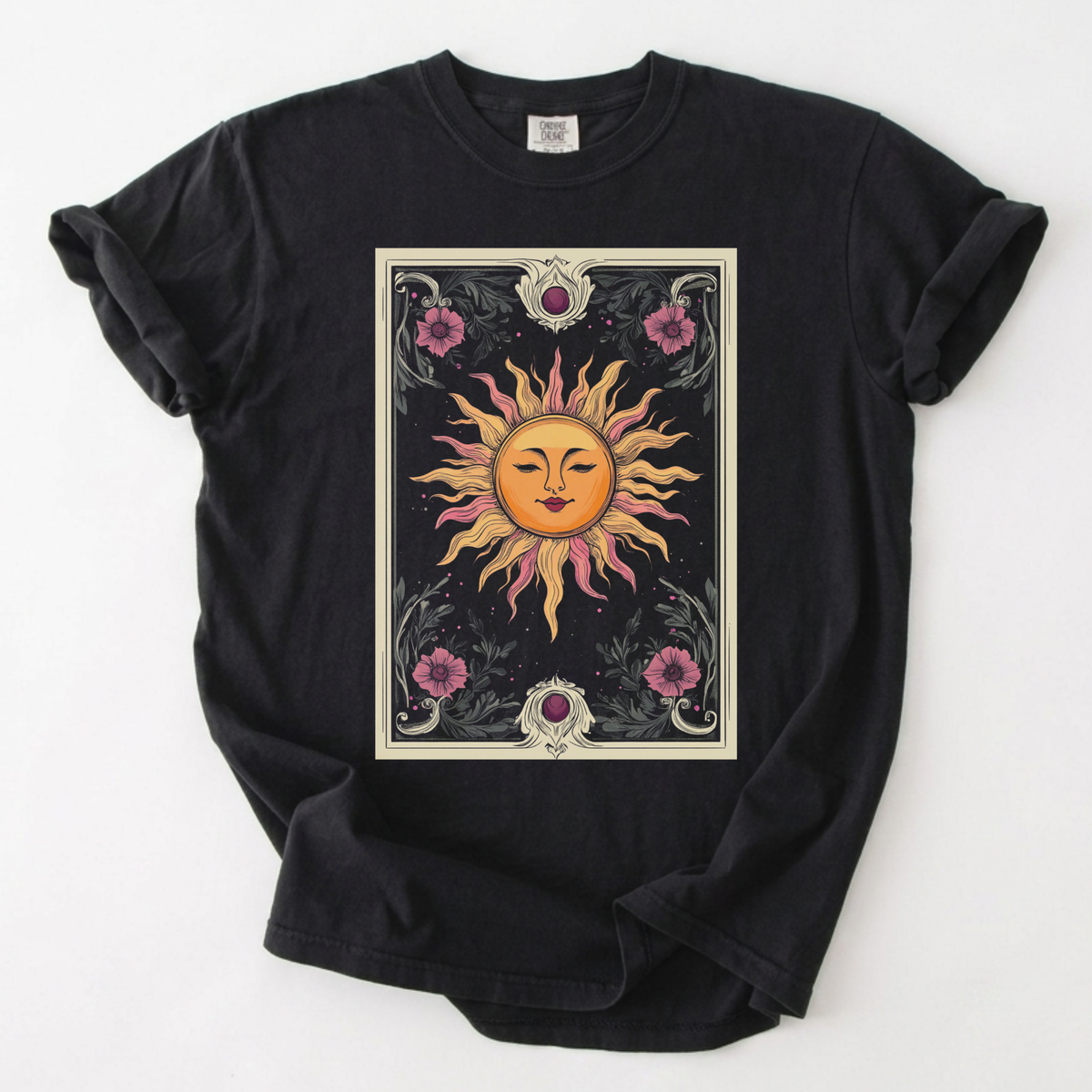 Celestial Sun Tarot Card Graphic T-Shirt | Foxfire & Fable - Black