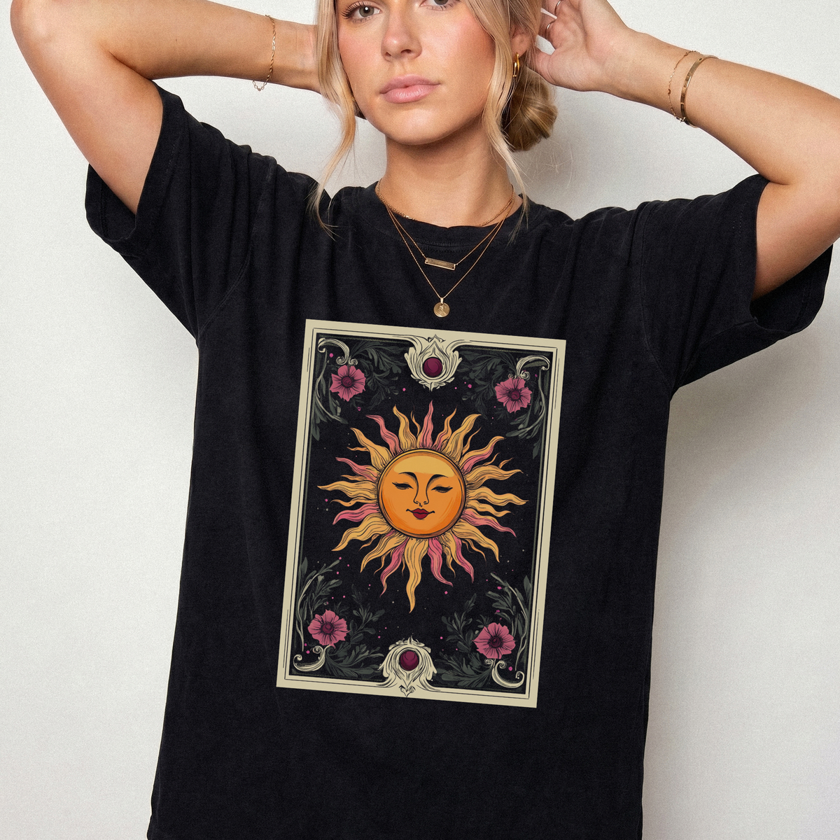 Celestial Sun Tarot Card Graphic T-Shirt | Foxfire & Fable