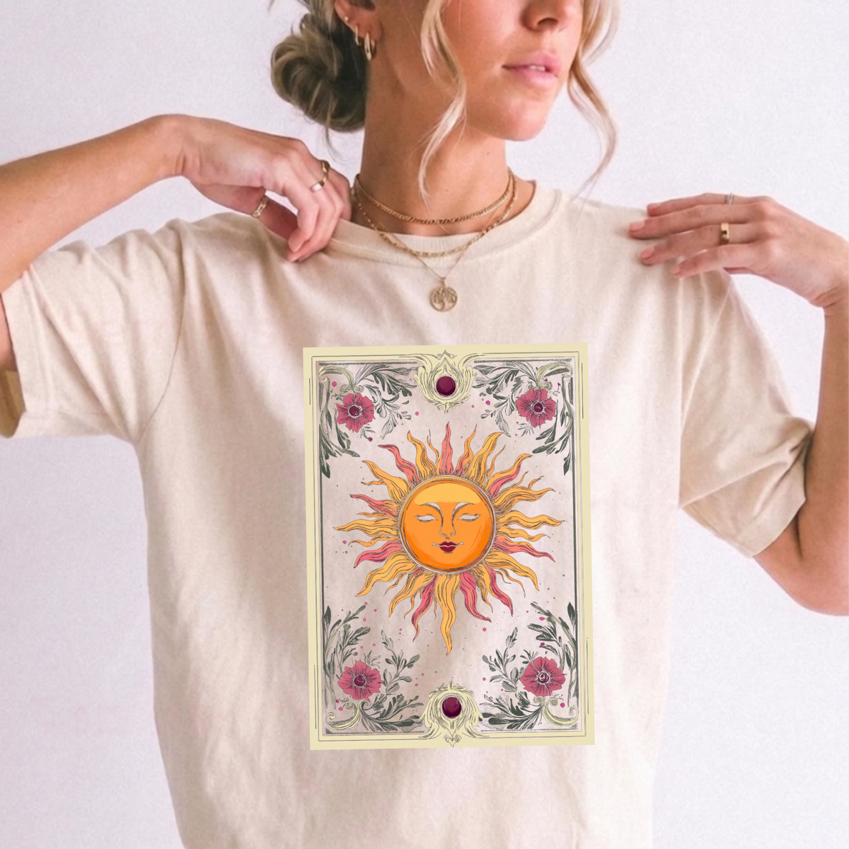 Celestial Sun Tarot Card Graphic T-Shirt | Foxfire & Fable