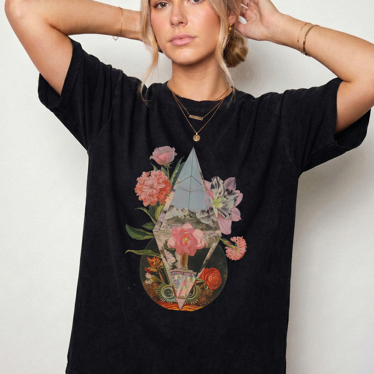 Surreal Botanical Crystal Gemstone Graphic T-Shirt | Foxfire & Fable