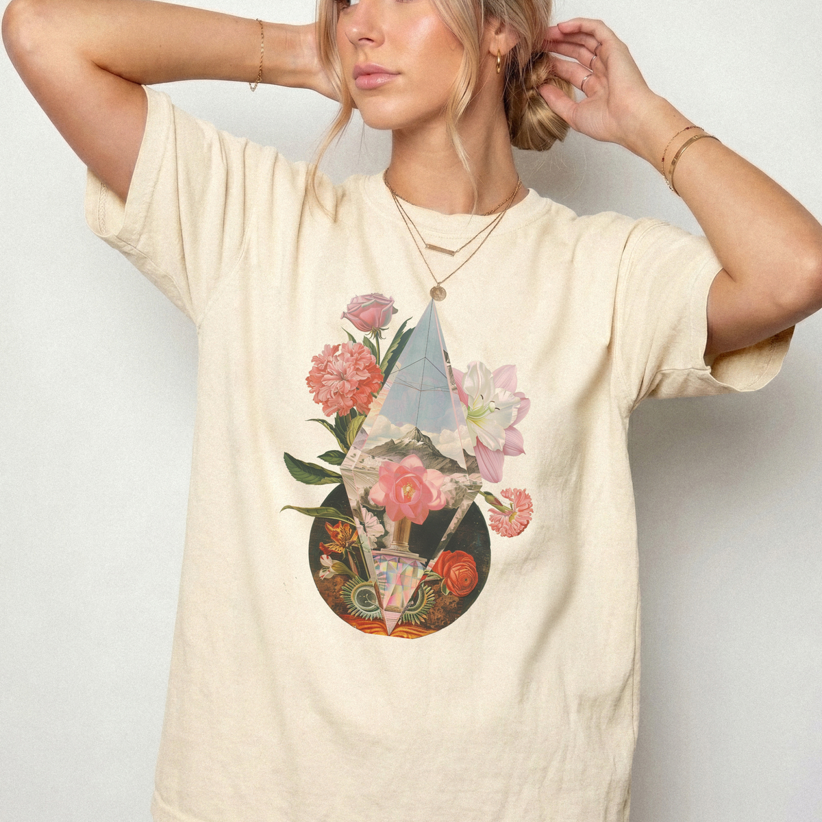 Surreal Botanical Crystal Gemstone Graphic T-Shirt | Foxfire & Fable